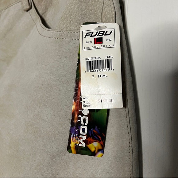 FUBU Vintage 90's Y2K Women's Bootcut Suede Leather Lined Pants Size 7 - Picture 3 of 7